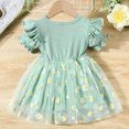 thumbnail image 4 of Toddler Girl Dresses 2T Mesh Short Sleeve Tutu Dress for Wedding Birthday Party Floral Princess Summer Dress Green,6-9M, 4 of 5