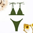 thumbnail image 7 of Jacenvly 2024 Bikinis for Juniors 2 Piece Comfortable Women's Solid Color Swimwear Two-Piece Slim Swimsuit Bikini Straped Swimsuits Multicolor Fashion Beach Bikini Wrap Army Green, 7 of 7