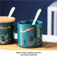 thumbnail image 2 of relayinert Simple Emerald Ceramic Spice Jar Set Safe Home Restaurant Seasoning Box Non-toxic Storage with Lid and Spoon Gift Set Not Fade with Wooden Pallet for Seasoning Storage, 2 of 5