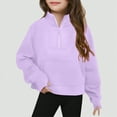 thumbnail image 2 of TOWED22 Girls Half Zip Sweatshirt Fleece Quarter Zip Pullover Sweatshirts with Thumb Hole Fall Clothes for Teen Girls(Purple,11-12 Years), 2 of 5