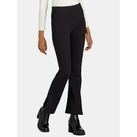 Time and Tru Women's Ponte Knit Pull On Bootcut Pants, Regular & Short Inseams, Size XS-XXXL
