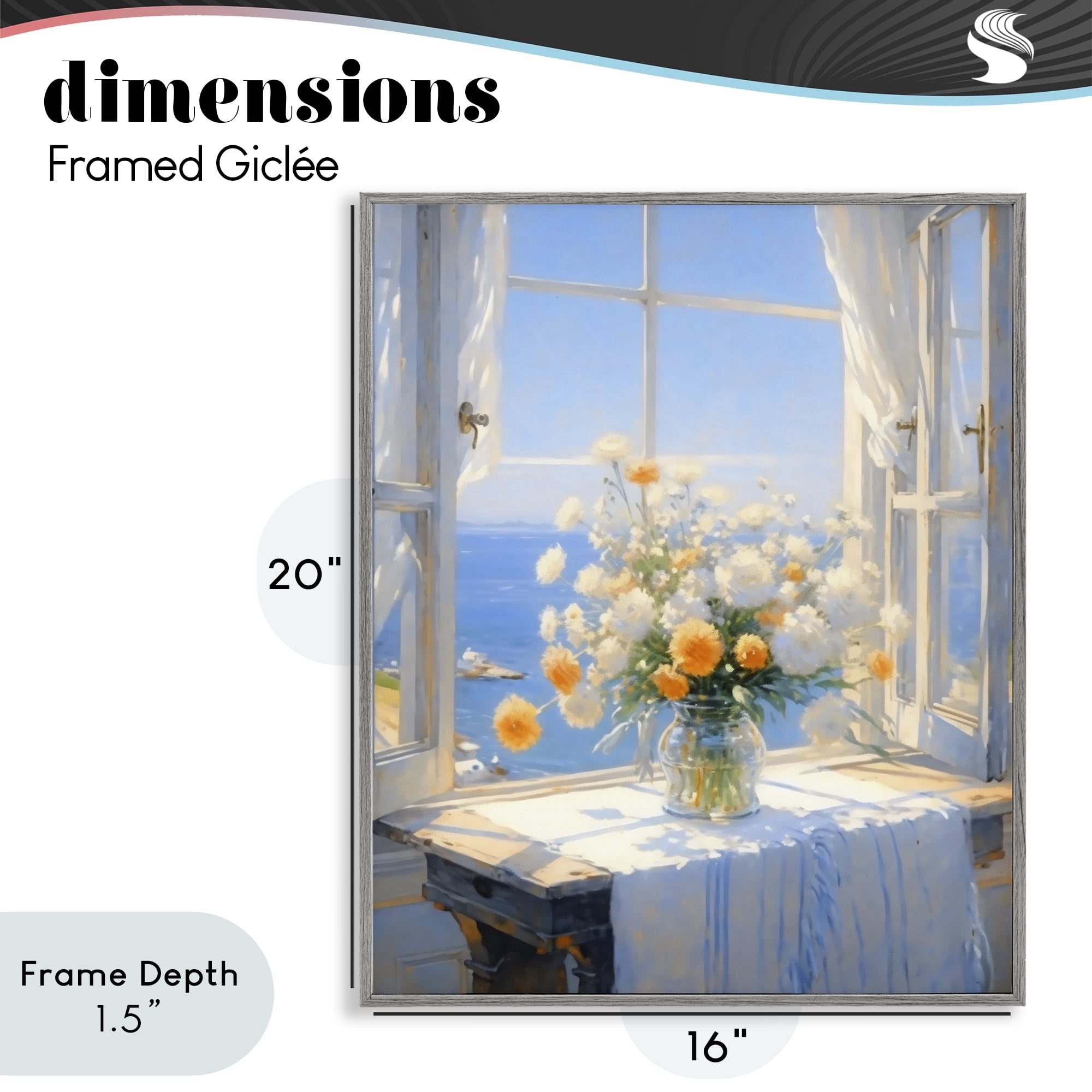 Stupell Industries Floral Window View of Sea Gray Framed Giclee Art, design by Creative Studio
