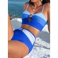 thumbnail image 6 of DOKOTOO Bikini Sets for Women High Waisted Color Block Bathing Suits Beachwear Padded Swimsuits Blue M US8-10, 6 of 11
