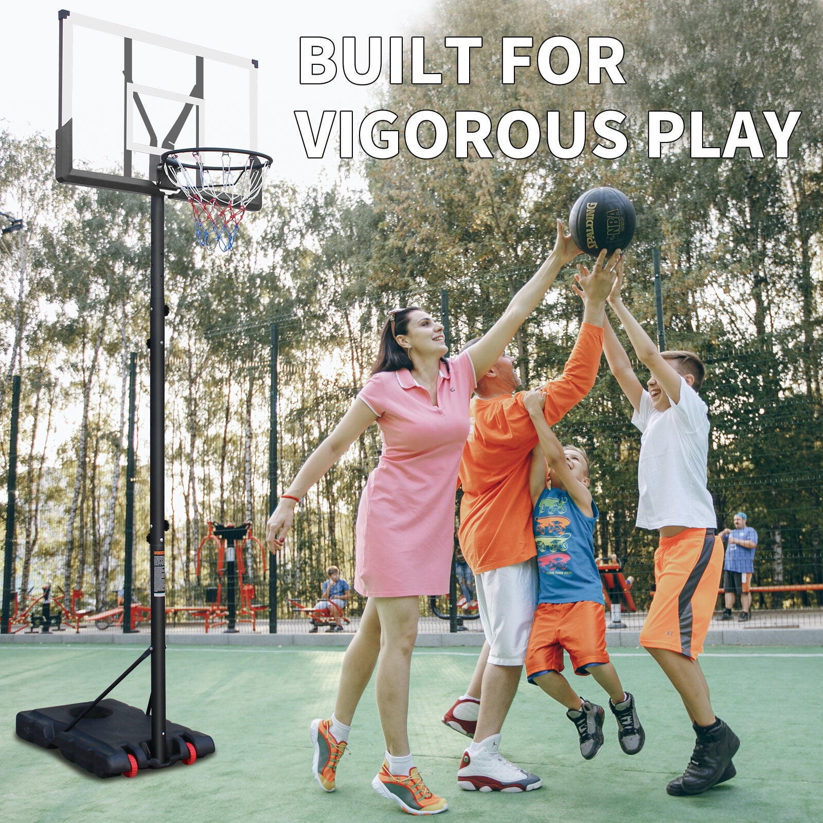 Basketball Hoop Use for Outdoor Height Adjustable 5.7 to 10ft Basketball Hoop 44 Inch Backboard Portable Basketball Goal System with Stable Base and Wheels,Basketball Goal
