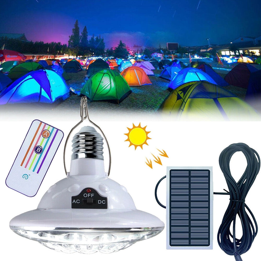 Houkiper Solar Camping Lamp Hanging Panel Bulb Tent Outdoor LED Remote