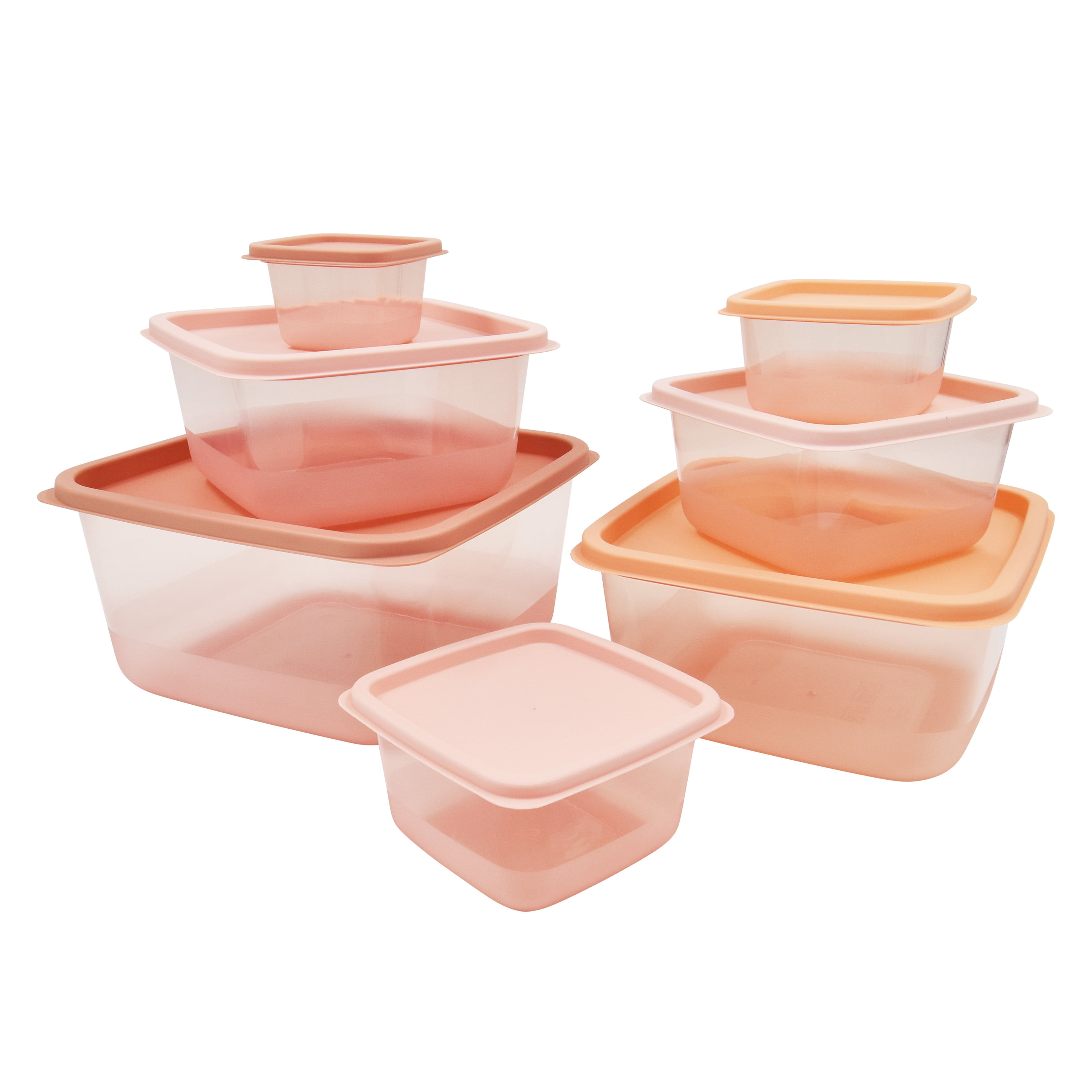 Mainstays 14 Piece Ombre Plastic Food Storage Set, Terracotta Ombre