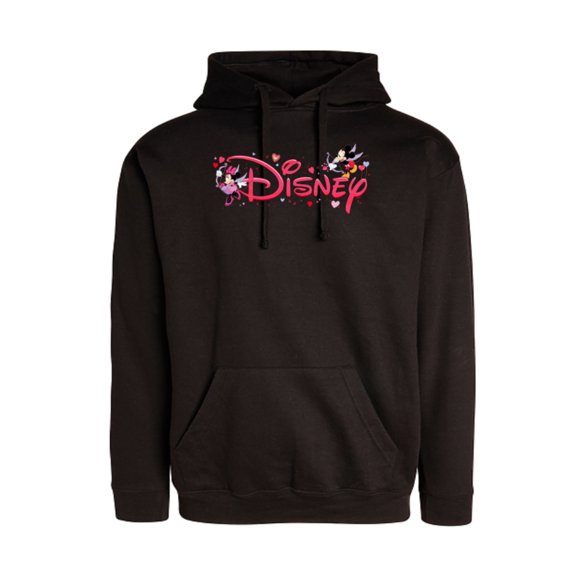 Disney Mickey & Minnie Valentine's Day Script Logo Trip Standard T-Shirt- Pullover Hoodie for Adults - Customized-Black