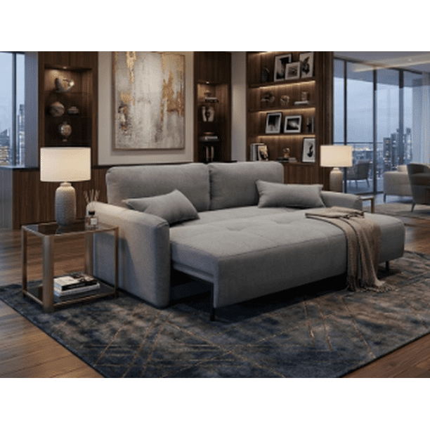 Sofá Cama Basel matrimonial Spring Air, con almacenamiento color Gris oxford