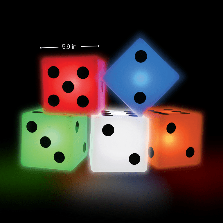 LED Jumbo Dice, Light-Up Game, for All Ages, by MinnARK