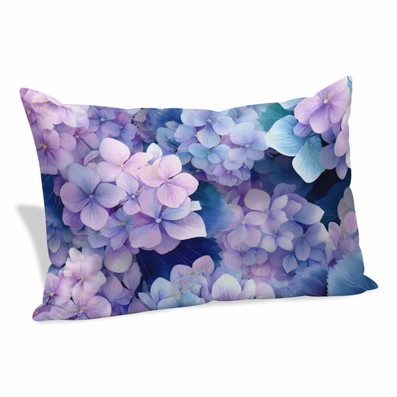 Spring Purple Hydrangea Pillow Covers, Linen Long Throw Pillow Case, Country Flowers Garden Plants Holiday Pillow Protector Decorative Cushion Cover for Living Room/Bedroom 20" x 30"