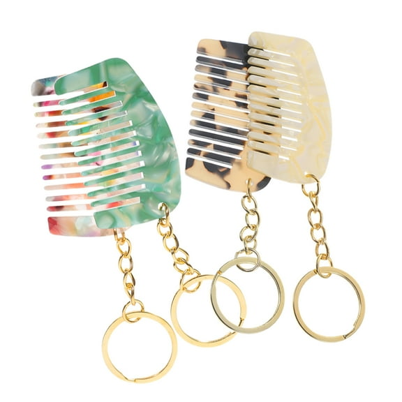 LULULION 4Pcs Portable Wide Tooth Comb Travel Keychain Compact Acetate Board Material