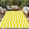 thumbnail image 3 of Fsddascl Yellow White Outdoor Rug for Patio/Deck/Porch, Non-Slip Large Area Rug 6 x 9 Ft, Modern Abstract Waves Water Ripple Striped Indoor Outdoor Rugs Washable Area Rugs, Camping Rug Carpet, 3 of 5