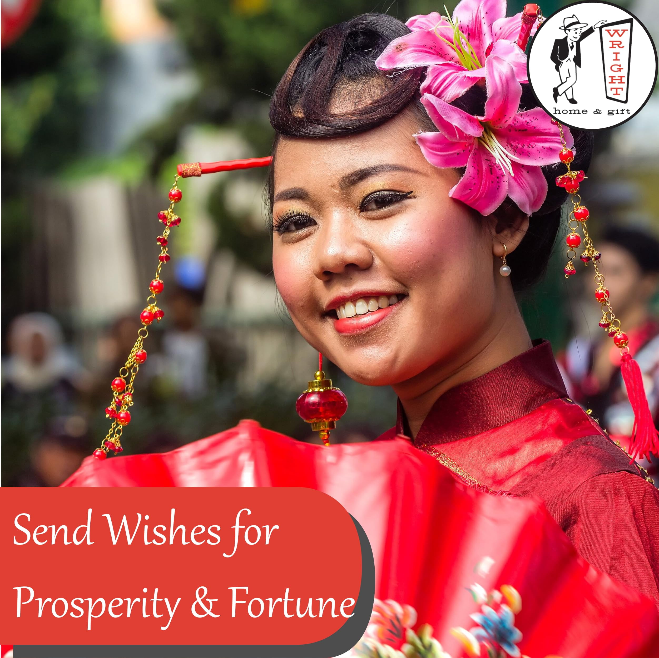 Lanterns and Flowers Chinese New Year Cards | 10 Pack Bulk Set (5x7)