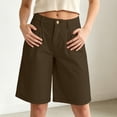 thumbnail image 2 of Women's Bermuda Long Shorts with Pockets, 9" Wide Leg Knee Length Shorts for Women, Walking Casual Workout Bottoms, 2 of 7