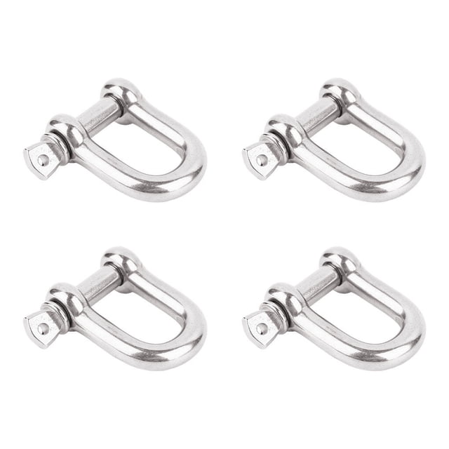 4Pcs Stainless Steel M8 D Ring Screw Shackles , Shackle with Pin Connector Heavy Duty Rigging, Tie Downs, Hanging,Connector for and Rope.