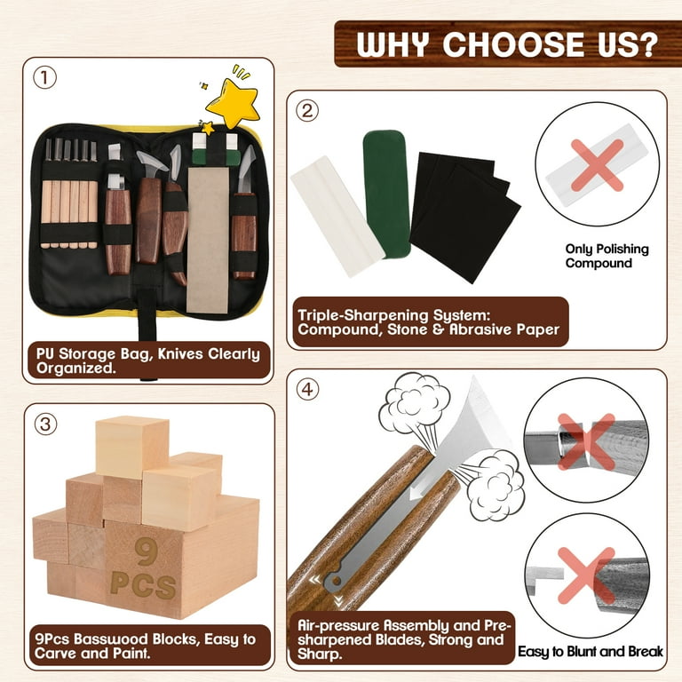 West Bay Wood Carving Kit, 27-Piece Chisel Set photo 7