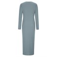 thumbnail image 5 of Lilgiuy Autumn And Winter Women Long Sleeve Solid V-Neck Button Long Dresses Blue Fall Dresses for 2022 Spring Winter, 5 of 5