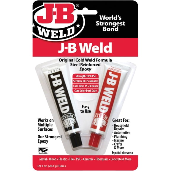 J-B Weld Original Cold-Weld Steel Reinforced Epoxy - Waterproof Pure Epoxy Adhesive - 2 oz