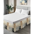 thumbnail image 4 of Beige Brown Bed Skirt California King Size 16&nbsp;Inch Drop, Geometric Abstract Art Oil Painting Wrap Around Dust Ruffle Bedskirts, Wrinkle & Fade Resistant Easy Fit Bedskirt with Adjustable Elastic, 4 of 8