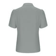 thumbnail image 4 of Rciityk Linen Button Up Shirts for Women Solid Color Short Sleeve Business Casual Summer V Neck Work Tops, 4 of 7