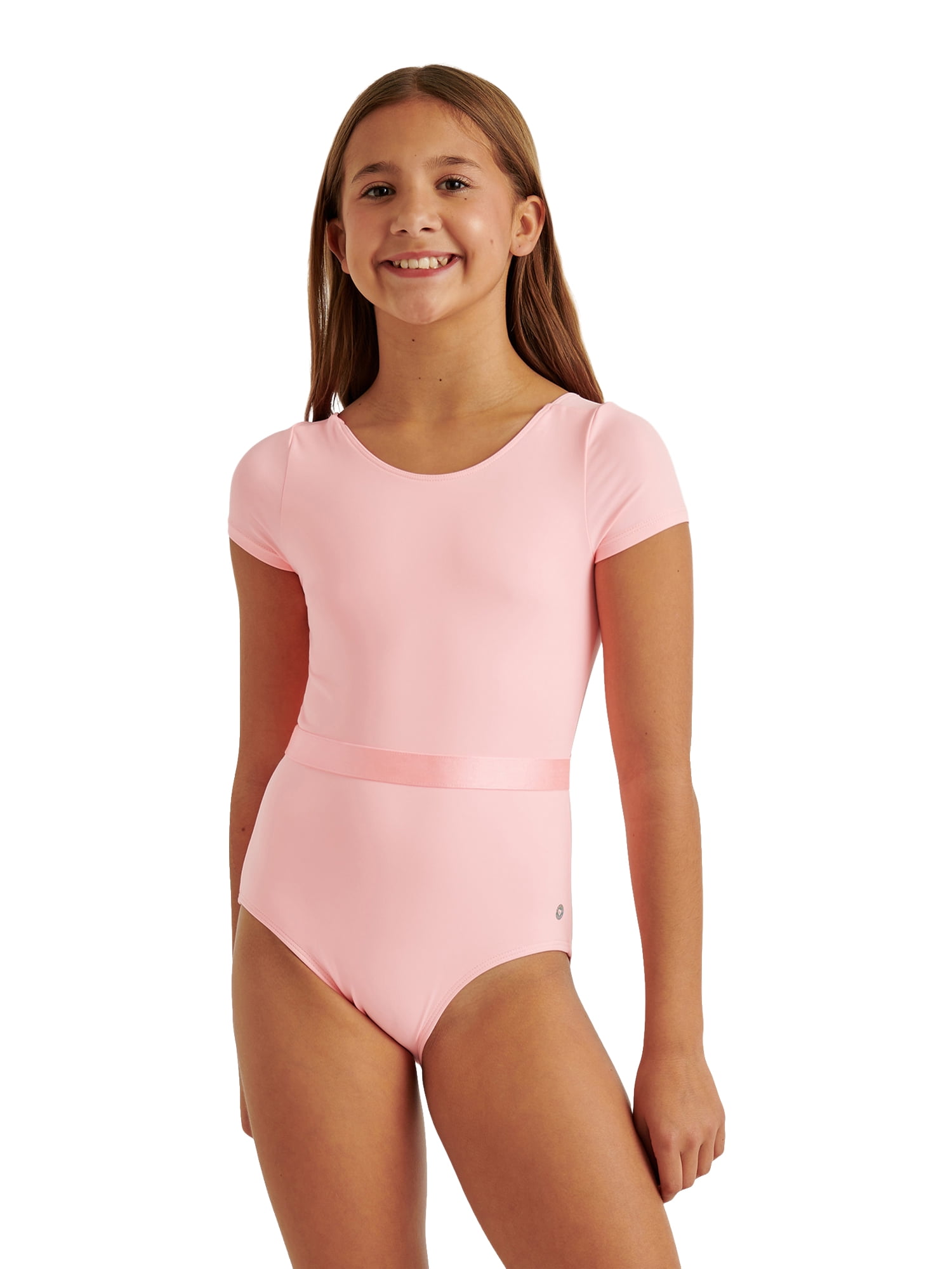 Justice Girls' Cap Sleeve Leotard with Satin Waistband, Sizes XS-XL