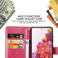 thumbnail image 5 of Dteck Wallet Case For Samsung Galaxy S20 FE 5G & 4G, Flip Folio Case Kickstand Card Slots Embossed Four-leaf Clover PU Leather Wallet Shockproof TPU Bumper Ultral Slim Cover - Rose, 5 of 6