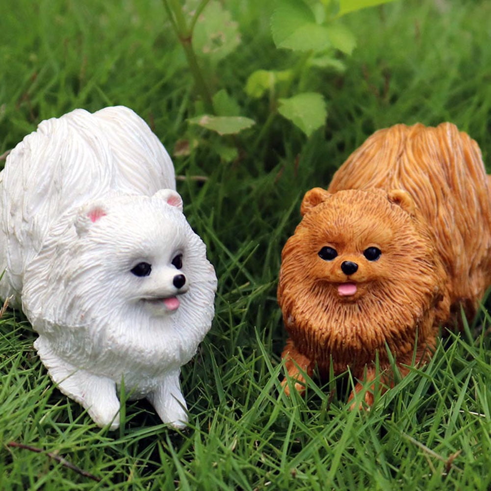 White Pomeranian Mini Animal Figurine Realistic Plastic Animal Party Favor 