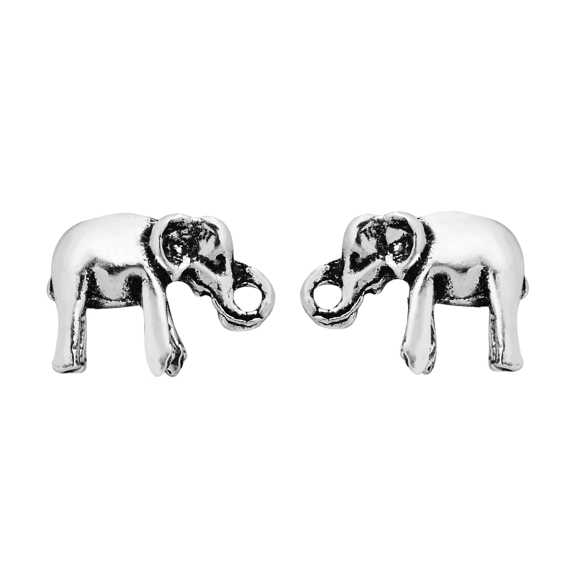 Playful Elephant 3D .925 Sterling Silver Stud Earrings, Women's, Size: One size, Grey Type