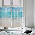 thumbnail image 4 of Ocean Beach Theme Kitchen Curtains for Bedrooml Living Room 39 Inch Length, Blue White Small Short Cafe Tiers Curtains Drape, 2 Panel Window Treatment Rod Pocket Drapery Panels Curtains 27.5x39, 4 of 5