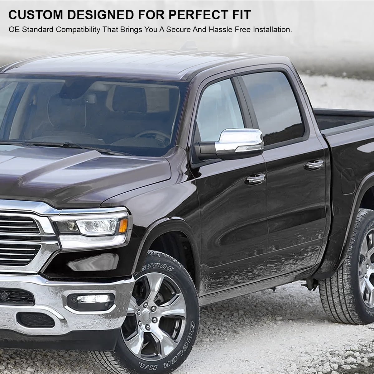 Spec-D Tuning Chrome Power Fold Heated + Puddle + Blind Spot Monitor Left Driver Side Mirror Compatible with 2019-2024 Ram 1500, Left + Right Pair