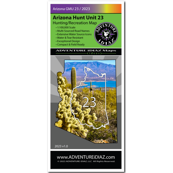 ADVENTURE iDIAZ - Arizona Hunt Unit 23 Map - Hiking, Hunting, Recreation Map
