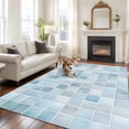 thumbnail image 3 of 5x7 Washable Area Rug, White Blue Color Block Non-Slip Large Rectangle Rug for Living Room Bedroom, Summer Watercolor Square Ocean Indoor Floor Mat for Home Decor, 3 of 9