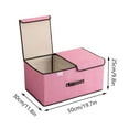 thumbnail image 6 of Cotton Linen Storage Box, Foldable Fabric Bin, Large 15.5 X 11 X 9.5 Inches, Double Lid Design for Underwear Storage, Debris Sorting, and Closet Organization, Light Blue, by FAJHHA, 6 of 7