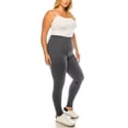 thumbnail image 2 of Women's Plus Size Microfiber Full Length Solid Leggings, Soft Stretch High Waist Pants, 2 of 5