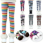 BULLPIANO Actoyo Kids Girls Printed Stretch Leggings Ankle Length Kids Child Fleece Inside Leggings Printing Flower Soft Long Pants Rainbow 11-12 Years