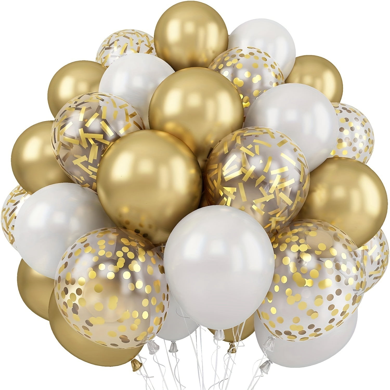 30 gold metallic balloons and pearl white latex balloons set, suitable for birthday wedding anniversary party decoration