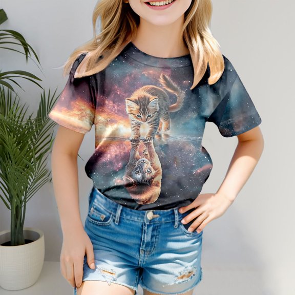 Toddler Kids Girls Boys T Shirts Short Sleeve Graphic Tee Shirts Playful Printed Top For Casual Lightweight Crewneck Tshirt Tops 3-4 Years