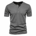 thumbnail image 7 of PNTUTB Summer Men's T-Shirts Stylish Solid-Color Short-Sleeve Tops Casual Half-Buttoned Crew-Neck Breathable Quick-Dry Sports T-Shirts, 7 of 7