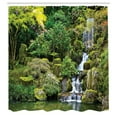 thumbnail image 3 of Ambesonne East Shower Curtain, Trees Foliage Rock Garden, 69"Wx75"L, Green White, 3 of 5