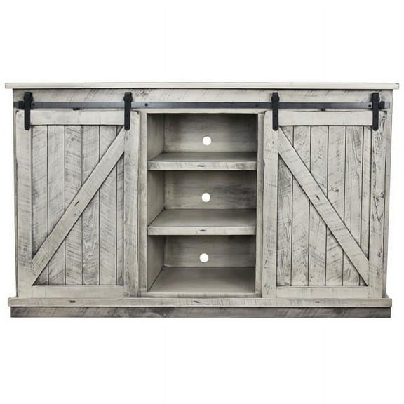 American Heartland 33867LB 68 in. Rustic Tall Quaint TV Stand, Light Blue