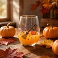 thumbnail image 4 of 2D Printed Halloween Stemless Glass Cup, Spooky Ghost Black Cat Pumpkin Pattern Wine Tumbler, Seasonal Halloween Party Drinkware Decor, 4 of 7
