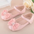 thumbnail image 2 of KPOPLK Girls Mary Jane Dress Shoes Ballerina Flats for Princess Uniform Shoes for Little/Big Kids with Ankle Strap Bowknot Shoes Size 13.5,Pink, 2 of 7