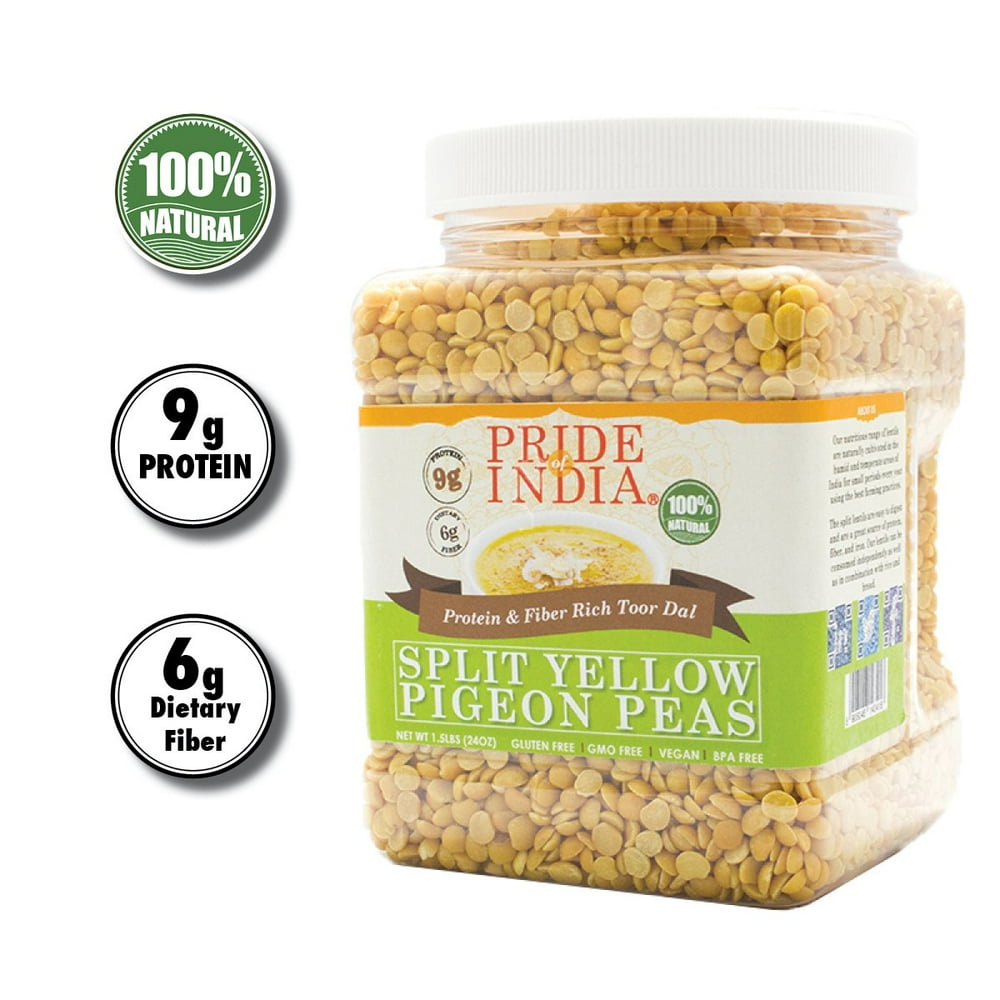 Pride of India Split Yellow Pigeon Peas 1.5 lbs 680 gm Jar
