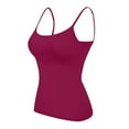 thumbnail image 7 of WNEGSTG Women's Solid Color Cotton Camisole with Shelf Bra Basic Adjustable Spaghetti Strap Tank Top Red, 7 of 7