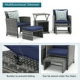 thumbnail image 3 of JOIVI 6 Piece Patio Furniture Conversation Set, with Ottoman, Outdoor Grey Wicker Chair and Table Set, Navy Blue, 3 of 7
