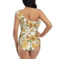thumbnail image 6 of Yiaed Retro 70s 60s Flower Print Women One Piece Swimsuits Tummy Control One Shoulder Bathing Suits Pattern Ruffle Swimwear-XX-Large, 6 of 8