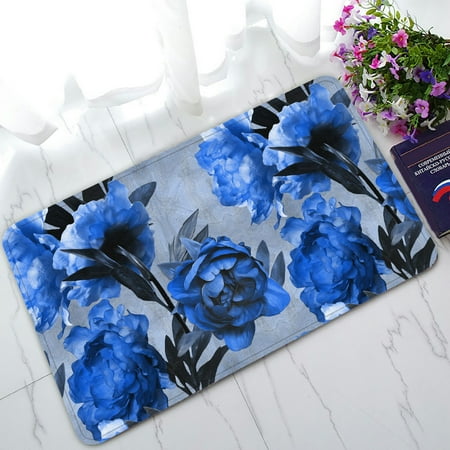Vintage Floor PHFZK Roses Doormat, Vintage Floral Blue Doormat Outdoors/Indoor Doormat Home Floor Mats Rugs Size 30x18 inches ()