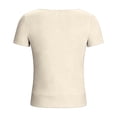 thumbnail image 5 of DeHolifer T-Shirts for Women Crewneck Casual Printed Summer Trendy Short Sleeve Fake Two Piece Tee Tops Khaki XL, 5 of 7