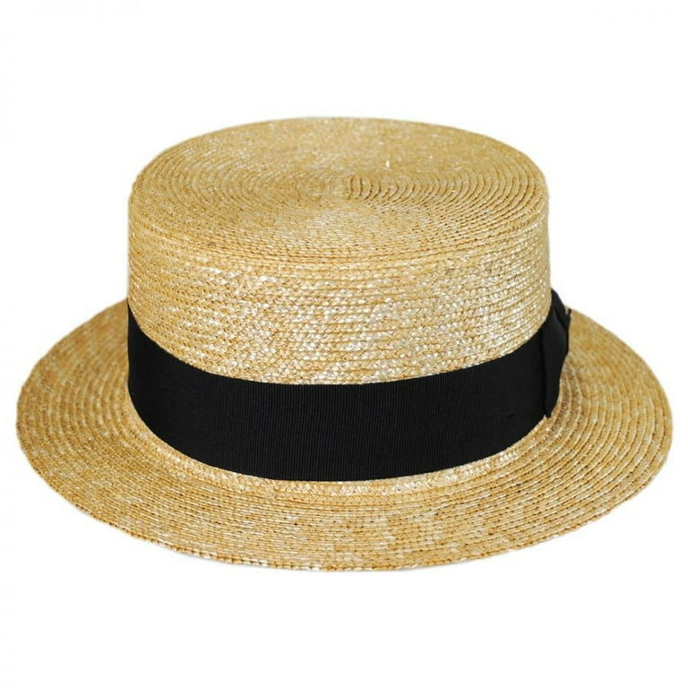 Black Band Wheat Straw Skimmer Hat - XXL - Natural/Black - Walmart.com