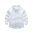 thumbnail image 3 of LNMQLPDBS Boys White Button Down Shirt Solid Color Lapel Casual Dress Shirt Long Sleeve Shirts for Toddler Spring Summer Blouse for Going Out White 17-18 Years, 3 of 8